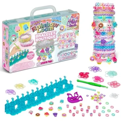 Bild av Bandai Rainbow Loom söt tick automatisk tillverkning av elastiska armband kreativ fritid innehåller 1 200 gummiband, auto och tillbehör sortiment leksaker för barn 7 år uppåt