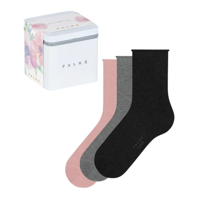 Bild av FALKE dam Happy Box Uni 3 pack strumpor andas bomull förstärkta damstrumpor med tryckfri rulllinning en allrounder för affärer och vardag multipack i presentförpackning par, Flerfärgad (sortiment
