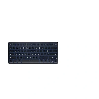 Bild av CHERRY KW 7100 MINI BT, Kompakt Tangentbord för Flera Enheter med 3 Bluetooth Kanaler, US Internationell Layout (QWERTY), Platt Design, inkl. Bärväska, Slate Blue