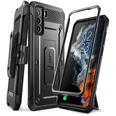 Bild av SUPCASE Unicorn Beetle Pro seriens fodral för Samsung Galaxy S22 5G (2022 Release), heltäckande dubbelt lager robust bältklämma och stativfodral utan inbyggt skärmskydd (svart)