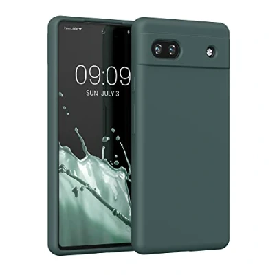 Bild av kwmobile fodral kompatibelt med Google Pixel 6a gummerad TPU silikon mobiltelefonfodral skyddsfodral för trådlös laddning i blågrönt