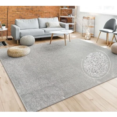 Bild av Matta Vardagsrum Enfärgad Stilren Och Modern Stor Matta, Olika Storlekar Färger, Storlek:200 cm Fyrkant, Färg:Silver