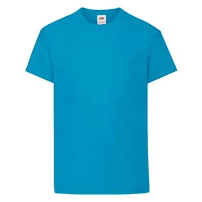 Bild av Fruit of the Loom Original T shirt för pojkar, Blå (Azure blå), 7 8 år