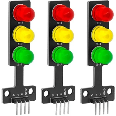 Bild av AZDelivery 3 x LED trafikljusmodul Kreativ DIY mini trafikljus 3.3 5V 8mm kompatibel med Arduino och Raspberry Pi inklusive E bok!