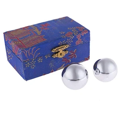 Bild av lachineuse Qi Gong metallbollar set kinesiska anti stressbollar ⌀ 35 mm hälsovårdsbollar i stål Zen Relaxation Gift Box Asiatisk objektidé Asien Japan Kina blå färg