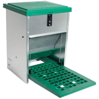 Bild av Foderautomat Feedomatic 5 kg med stegplatta för foder, automat fjäderfä, kycklingtråg, fodertråg