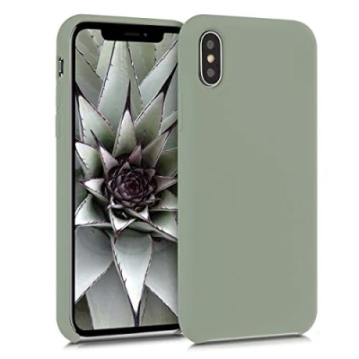 Bild av kwmobile Fodral kompatibelt med Apple iPhone X mjukt skydd TPU silikon telefonfodral gröngrått