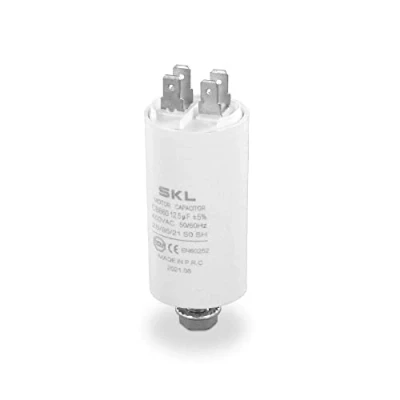 Bild av DL pro kondensator, motorkondensator, 12,50 µF, 450 V, Ø35 x 65 mm, universell med 6,3 mm AMP flaggor och fästskruv M8 CBB60, startkondensator, motorstartkondensator för elektriska hushållsapparater
