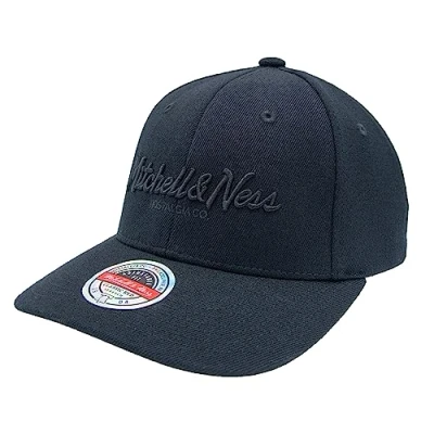Bild av Mitchell &amp; Ness INTL230 Black On Branded Pinscript Classic Red Stretch Snapback Cap Adjustable Fit