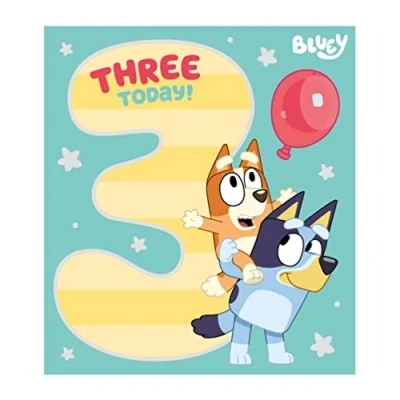 Bild av Danilo Promotions Bluey Age 3 födelsedagskort, officiell, lycklig, färg i kort