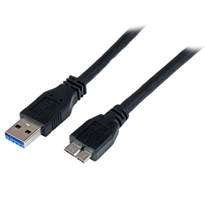 Bild av StarTech.com 1 m certifierad USB 3.0 SuperSpeed kabel A till Micro B, svart, 3 anslutningskabel, kontakt/kontakt