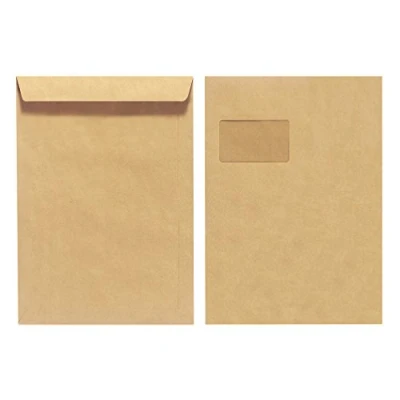 Bild av Herlitz kuvert C4 90 g våt levande med fönster, återvunnet papper, blå ängel, förpackning 10, svetsad, brun