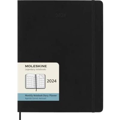 Bild av Moleskine 2024 månadsplanerare, 12 m, extra stor, svart, mjukt omslag (7,5 x 10)