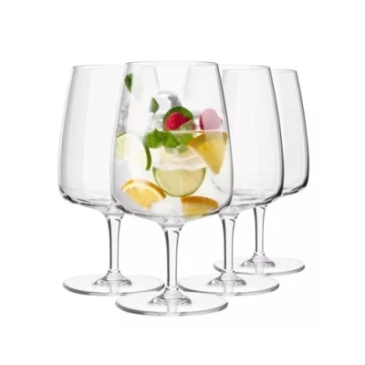 Bild av Krosno Vattenglas på Stjälk 4 st 330 ml Modern Kollektion Elegant och Mångsidig Geometriskt Inspirerad Design Kristallklarhet Perfekt för Klassiska Moderna Miljöer