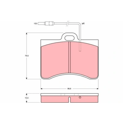 Bild av TRW GDB165 Jeu de plaquettes frein contact signal d&#039;usure inclus PEUGEOT: 605 Berline, CITROËN: CX 2, 1, 1 Break