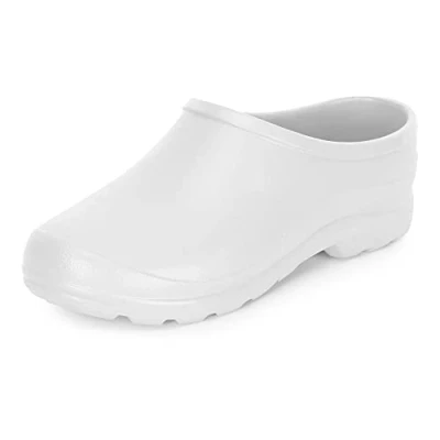 Bild av Ladeheid Gartenschuhe Damen und Herren leichte Eva Clogs bequeme Hausschuhe &amp; Gartenclogs LADW001 (Weiß, 46 EU)