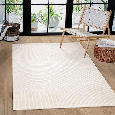 Bild av Matta Vardagsrum Kort Stapel Enfärgad Skandinaviska Geometrisk, Storlek:240x340 cm, Färg:Grädde 6