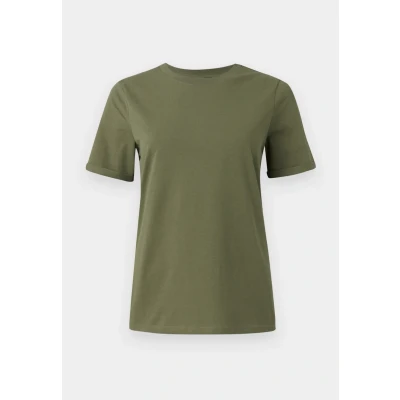 Bild av Pieces Pcria FOLD UP Solid TEE Tshirt bas, Storlek: Large, Deep lichen green