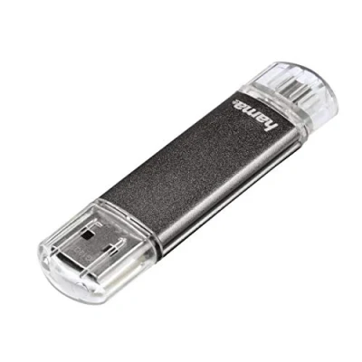 Bild av Hama 32 GB USB minne med 2.0 &amp; microUSB (2 i 1 minne, t.ex. för Android mobiltelefon, surfplatta, dator, bärbar MacBook, OTG, 10 MB/s) mobiltelefonminne, dubbelt grå