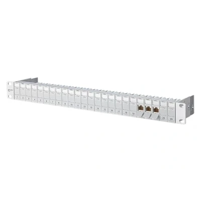 Bild av BTR 130920 E panel 1HE utrustad med 24 data moduler kategori 6A, 45,72 cm (19 tum)