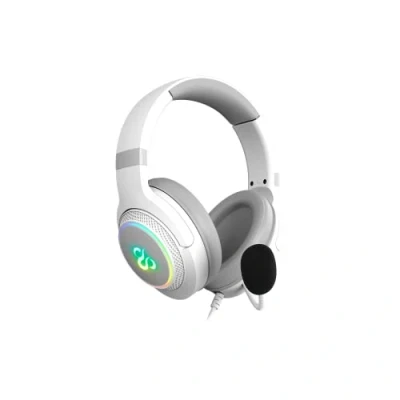 Bild av Newskill Sobek 7.1 Ivory Hörlurar med kabel, Ljud 7.1, Jack 3.5mm, USB, Buller avstängning, Justerbar Rundstrålande mikrofon, RGB, Justerbart huvudband, PC/PS4/PS5/Mac/XBOX, Vit