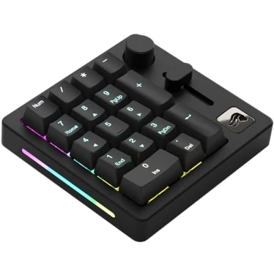 Bild av Glorious Gaming GMMK Macro Numpad trådat/trådlöst (Bluetooth), aluminium, anpassningsbart, reglage och ratt, individuell RGB, linjära brytare, 18 ABS Doubleshot tangenter Black Slate