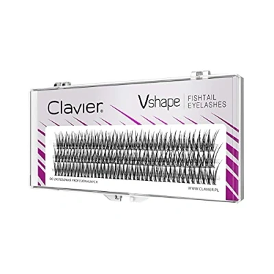 Bild av Clavier Konstgjorda ögonfransar i tuffar V form Fishtail C Curl 10 en tuft Olika längder från 8 till 14 mm Naturligt ute efter unik 3D effekt