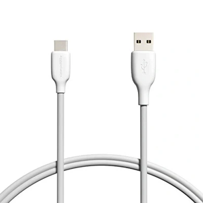 Bild av Amazon Basics USB C till A 2.0 snabbladdningskabel, 480 Mbit/s hastighet, IF certifierad, för Apple iPhone 15, iPad, Samsung Galaxy, surfplattor, bärbara datorer, 0.91 m, vit