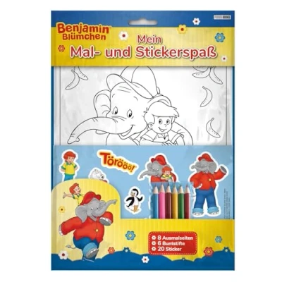 Bild av Benjamin Blümchen: Mein Mal und Stickerspaß: Ausmalseiten, Sticker Buntstifte