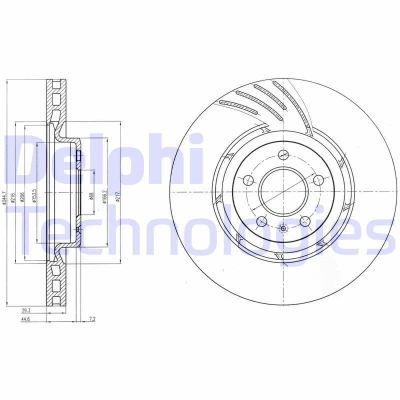 Bild av DELPHI BG9052 Disque de frein 345 30 5 ventilé huilé non traité sans roulement roue, bague ABS AUDI: Q5, A5 B8 Coupe, A4 Avant