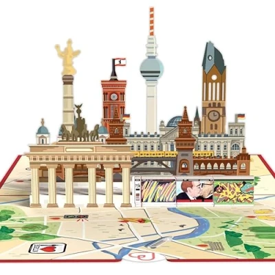 Bild av papercrush® popup kort Berlin speciell kupong eller pengagåva för resor i Berlin, 3D presentkort hotellkupong till födelsedag, presentidé en stadstur Tyskland