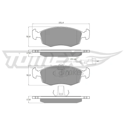 Bild av TOMEX brakes TX 14 11 Jeu de plaquettes frein Essieu avant contact signal d&#039;usure inclus FIAT: Punto II 3/5 portes, Doblo I Break, Cargo