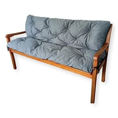 Bild av 4L Textil trädgårdsbänkdyna Hollywoodgungbänkdyna Bänkdyna Sittdyna och ryggdyna Dynöverdrag Trädgårdsdyna Lättskött Palldyna (180x60x50 cm, Mörkgrå)
