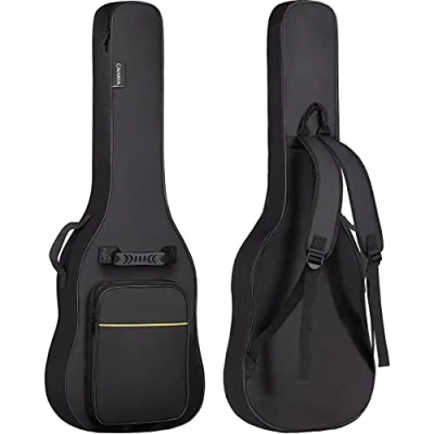 Bild av CAHAYA Gitarrväska och elgitarrväska, akustisk gitarr, gitarrväska, gitarrfodral, vattentät, vadderad gitarrryggsäck, Gul linje 6 mm tjock, E gitarrentasche, elgitarr väska