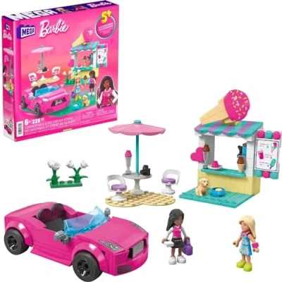 Bild av MEGA Barbie Cabriolet &amp; Glassställ Byggleksakssats med 2 mikrodockor (225 delar), HPN78