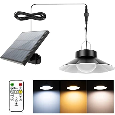 Bild av AGOTD hängande sollampa, utomhus solljus med fjärrkontroll, IP65 vattentät, 3 färger varm/kall/neutral, 6 ljusstyrka, för trädgård, balkong, terrass, pergola, hus