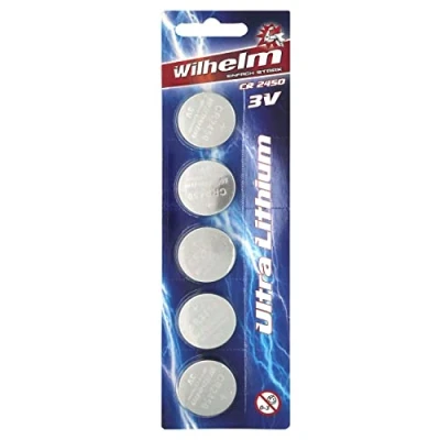 Bild av 5 x CR2450 WILHELM litiumknappcell 3 V 600 mAh ø 24,5 5,0 mm batteri DL 2450