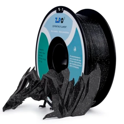 Bild av ZIRO PLA Glitter Filament 1.75mm 3D Printer Twinkling Color Series 1KG(2.2lbs), Dimensional Accuracy +/ 0.05mm,Twinkling Svart