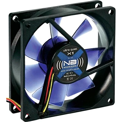 Bild av (((bullerblockerare)) BlackSilentFan x 1 80 25 mm 3 stift 1300 U/min 10 dbA 26 m3/h