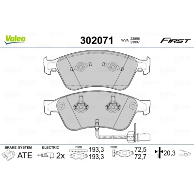 Bild av VALEO 302071 Jeu de plaquettes frein FIRST Essieu Avant contact signal d&#039;usure inclus avec tôle anti bruit AUDI: A8 D3, A6 C6