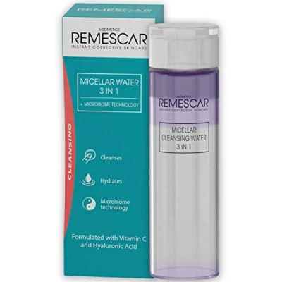 Bild av Remescar Micellar Cleansing Water Micellärt rengöringsvatten 3 in 1 200ml Rengör huden intensivt och tar bort orenheter med vitamin C hyaluronsyra Microbiome Tech för att rengöra återfukta