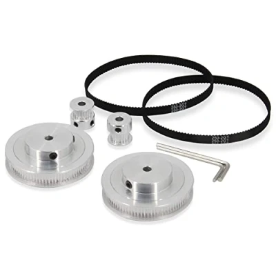Bild av Zeberoxyz 2 st set GT2 synkroniserat hjul 20 &amp; 80 tänder 5 mm borrning aluminium kamremskiva med längd 250 bredd 6 bälte (20 80T 5B 6)