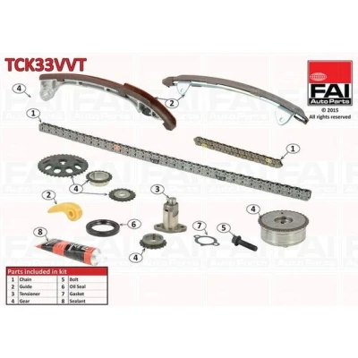 Bild av FAI AutoParts TCK33VVT Jeu de distribution à chaînes avec joints, roues dentées Simplex, Chaîne vélo TOYOTA: RAV4 III SUV, Auris 5 portes