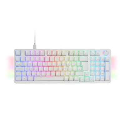 Bild av MARS GAMING MKPRO, Fullstor Mekaniskt Gamingtangentbord, RGB Chroma, Hot Swap Mekaniska Switchar, Antighosting, Kontrollhjul, Avancerad Software, Multiplattform, Silent Switch, Spanska, Vit