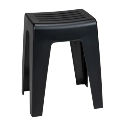 Bild av WENKO Badpall Kumba, högkvalitativ pall i modern plastdesign tung kvalitet, sittpall kan belastas upp till 120 kg, perfekt för badrum och gästtoalett (B x H D) 38 47 32 cm, svart