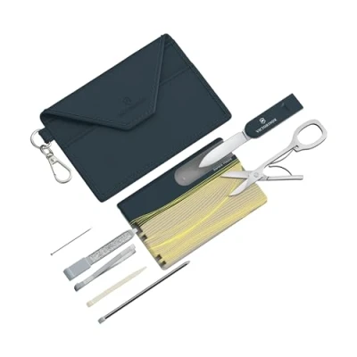 Bild av VICTORINOX Swiss Card Classic, 10 funktioner, Made, multiverktyg för kvinnor, inklusive kortfodral med nyckelring, New York stil (blå, gul)