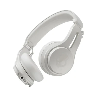 Bild av Skullcandy Icon ANC on ear aktiv brusreducering trådlösa Bluetooth hörlurar, 60 timmars batteri, mikrofon, fungerar med iPhone Android vit/orange