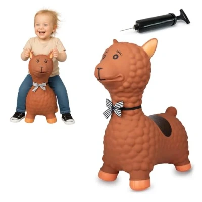 Bild av JAMARA 460542 hoppdjur lama med pump BPA fri, upp till 50 kg, främjar balanskänsla och motoriska färdigheter, robust motståndskraftig, lättskött, brun