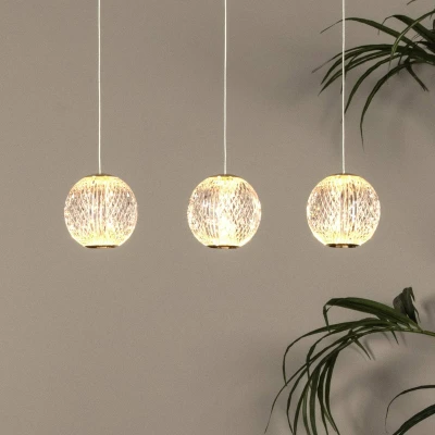 Bild av Lucide Hänglampa Cintra, kantig, transparent/guld, akryl