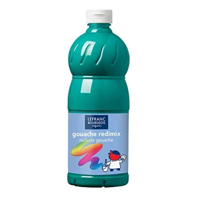 Bild av Lefranc &amp; Bourgeois 188280 flytande tempera Redimix barnfärg, färdig gouachfärg, 1 000 ml flaska smaragdgrön